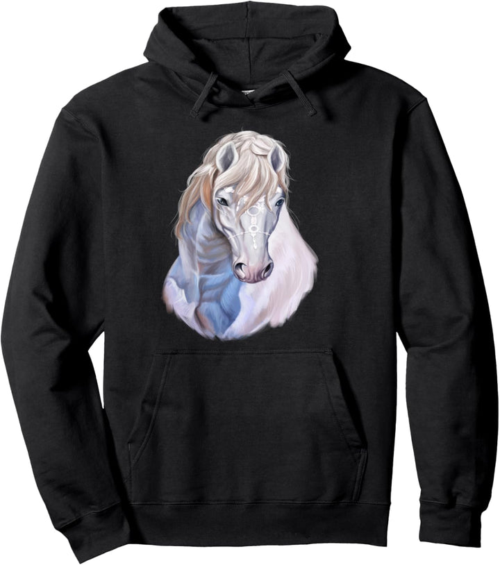 Atemberaubendes Weisses Blaues Pferd Pullover Hoodie