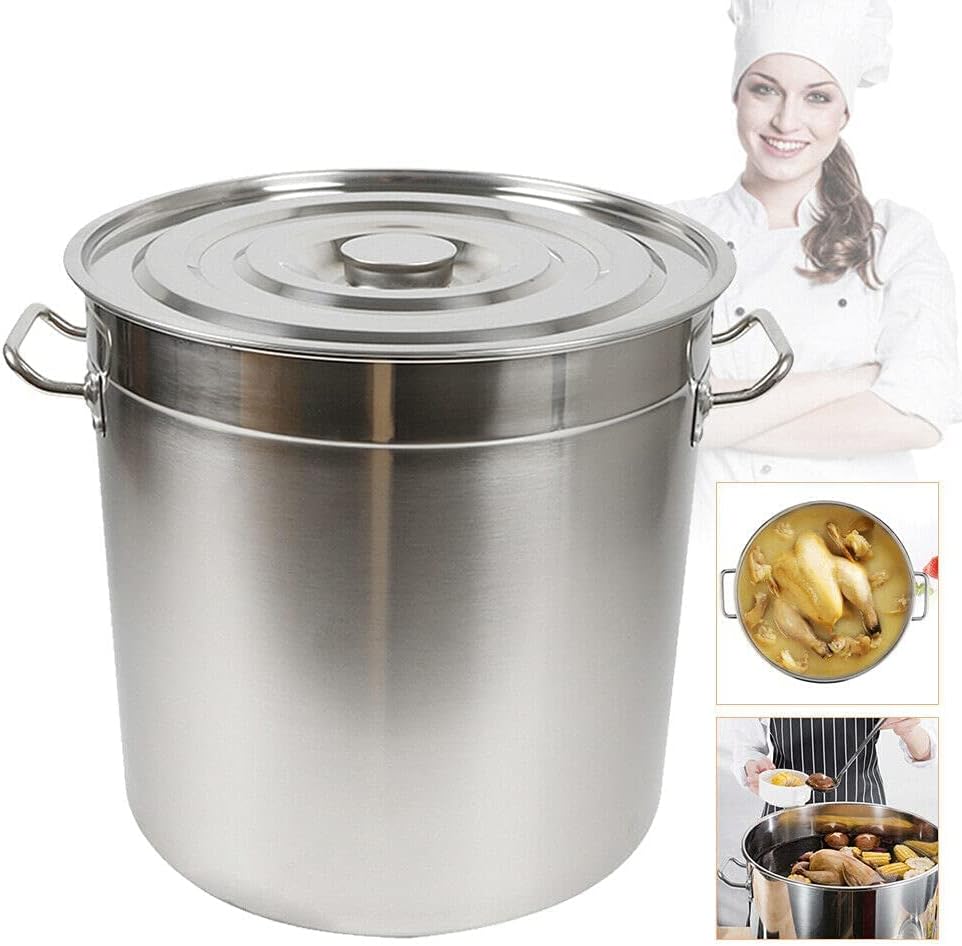 Kochtopf Suppentopf mit Deckel 35/50/70 Liter Gulaschkessel Campingkochtopf Edelstahl Topf Kochtopf,