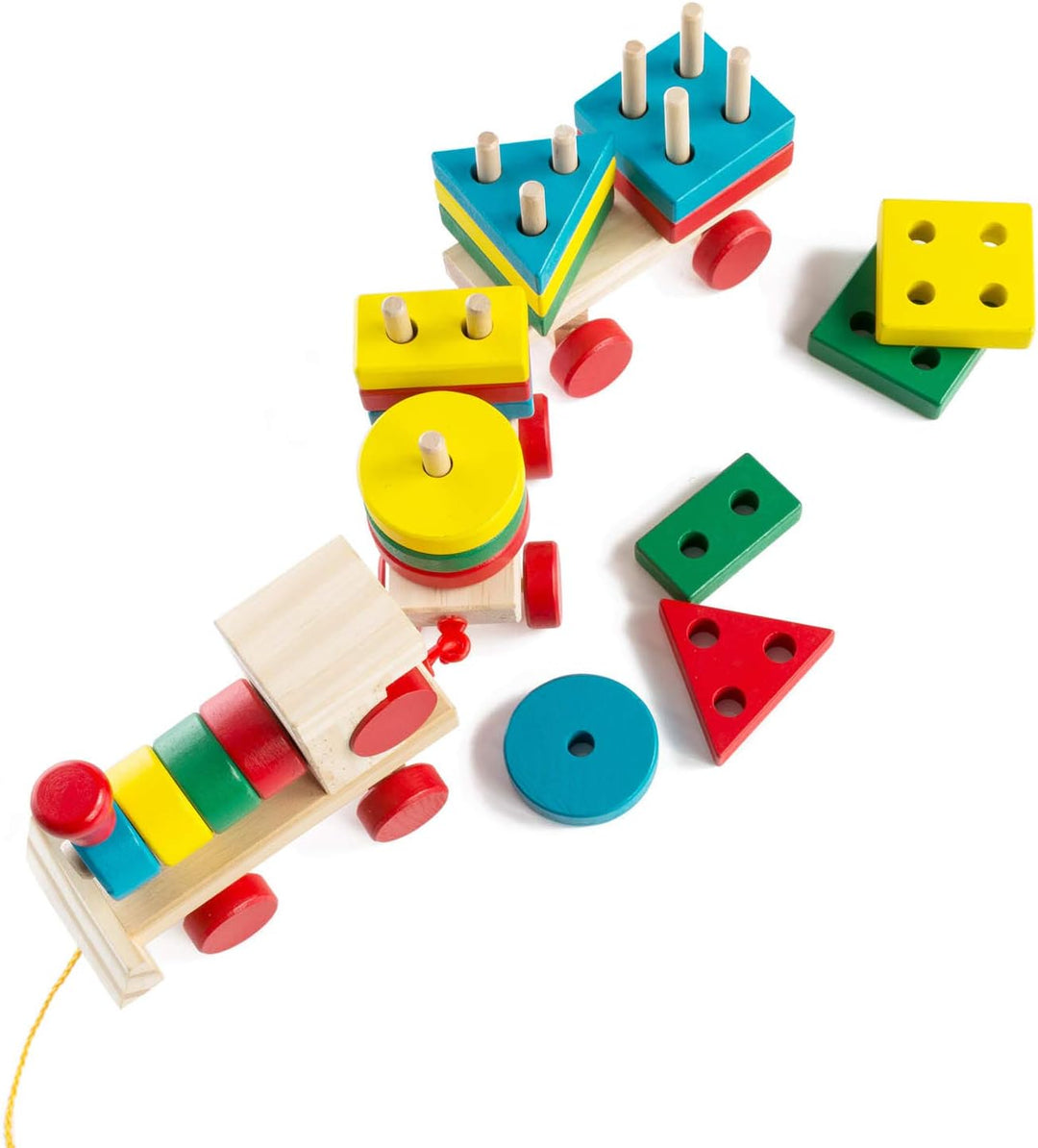 all Kids United® Holz-Eisenbahn Spielzeug-Eisenbahn aus Holz; Kinderspielzeug Sortierwürfel Holz-Zug