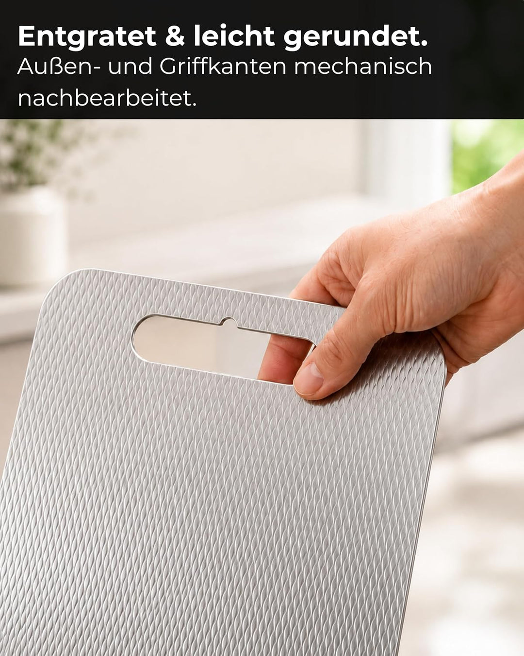 Premium Edelstahl Schneidebrett – Kratzarme Optik &amp; Spülmaschinengeeignet | Made in Germany, geprägt