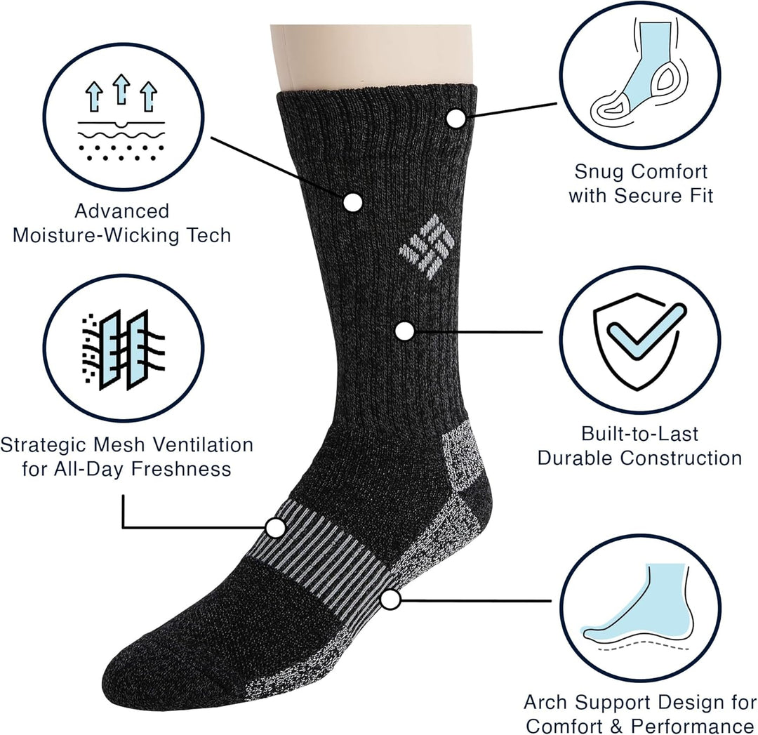 Columbia Men's 4 Pack Mositure Control Crew Socks 37.5-46 EU Khaki/Braun, 37.5-46 EU Khaki/Braun