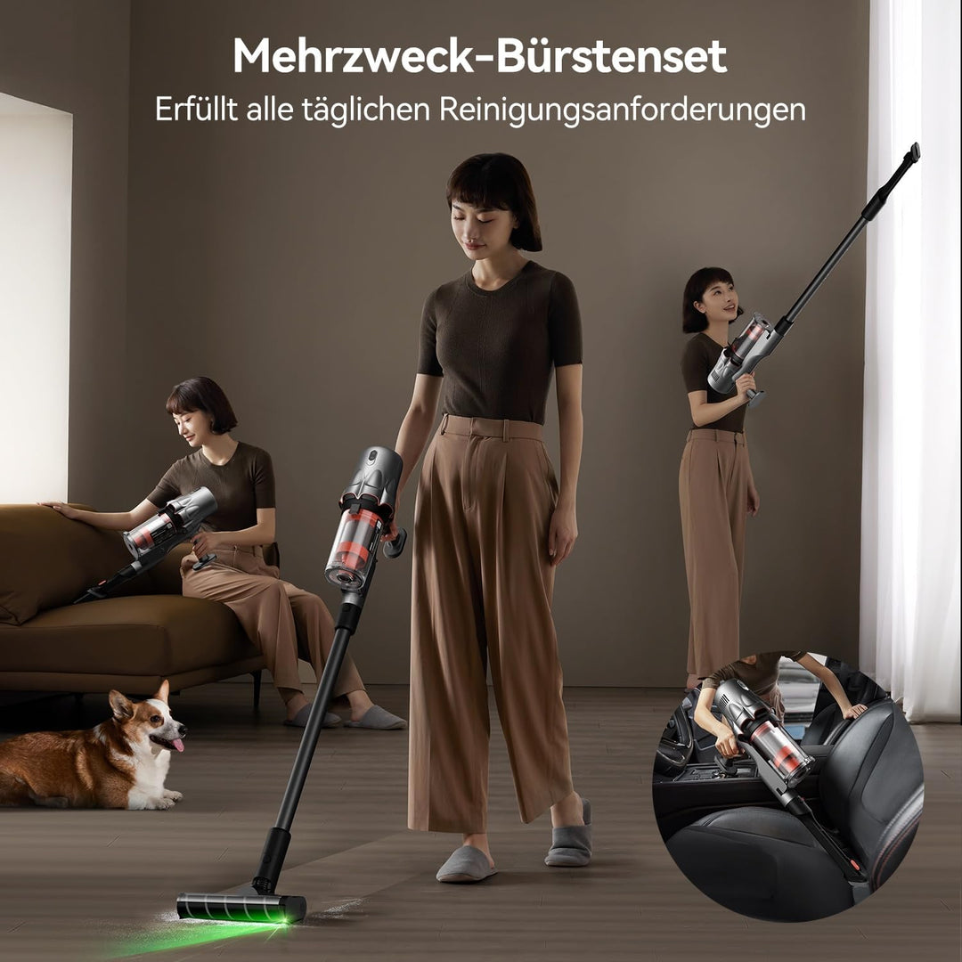 Deerma DEM-T30W Kabelloser Staubsauger 2-in-1 mit Stauberkennung, 240W Motor, 23kPa Saugkraft, HEPA-