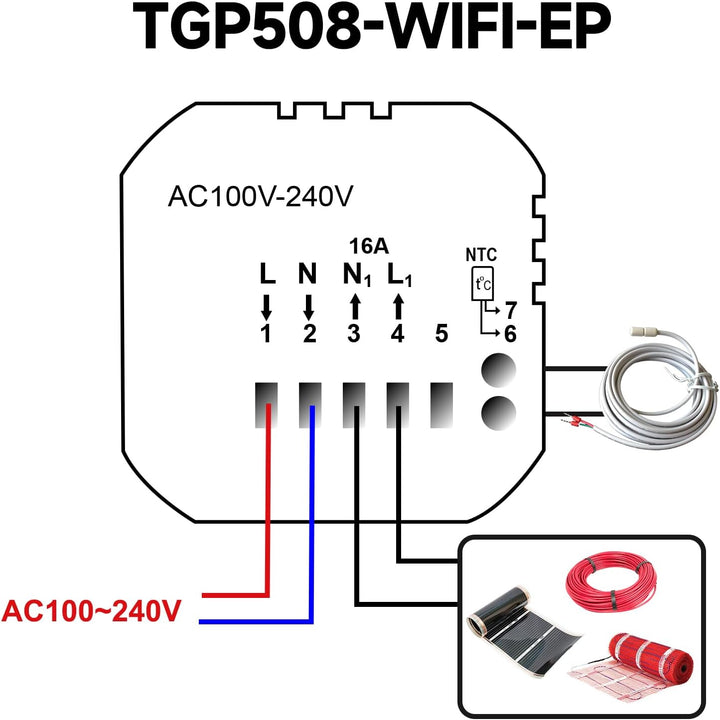 Beok Thermostat Fussbodenheizung WiFi, Smart Raumthermostat Thermostate Heizung Digital für Elektris