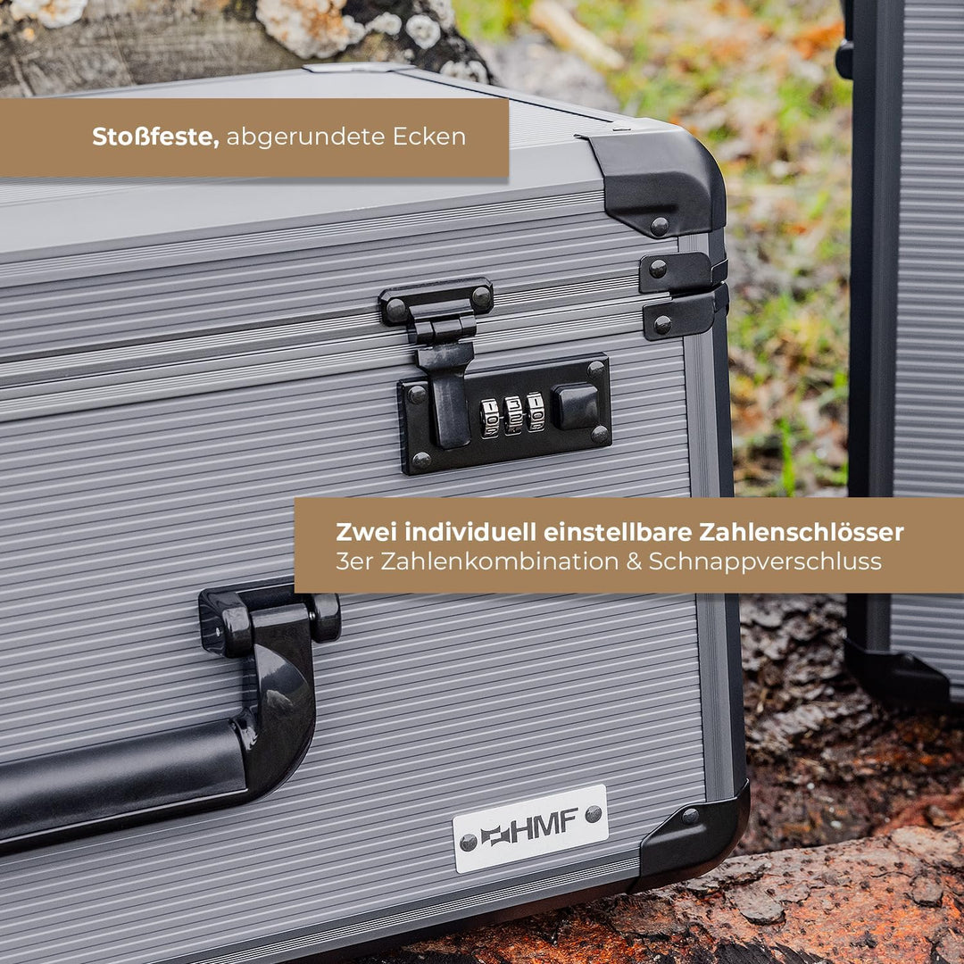 HMF 14412-02 Alu Fotokoffer, Miniaturenkoffer mit Rasterschaumstoff | 46 x 33 x 26 cm, 46 x 33 x 26
