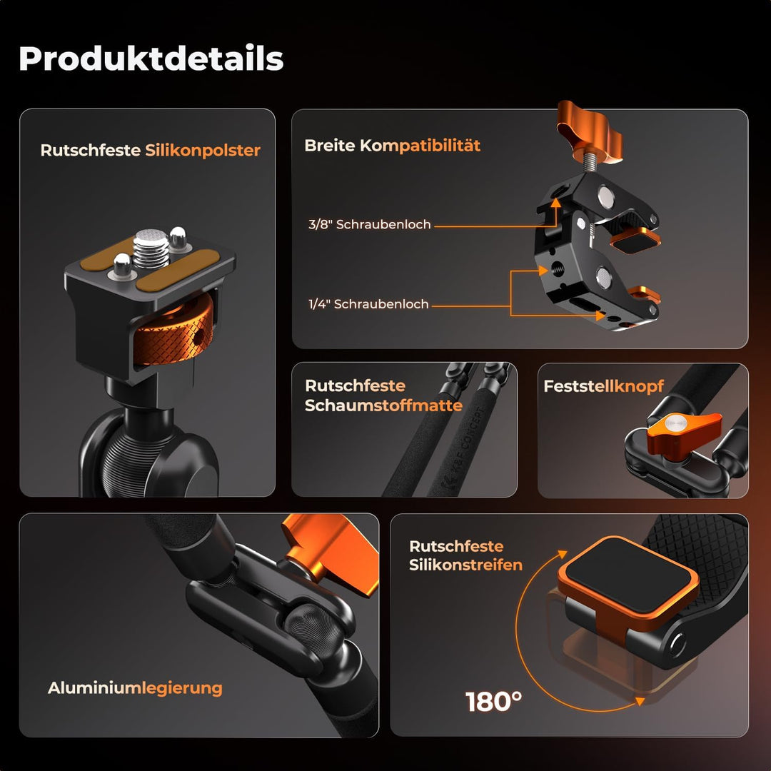 K&amp;F CONCEPT 22" Magic Arm mit Klemme, Spezial für Tischkamera, Monitor arm, Mikrofon arm, Handyhalte