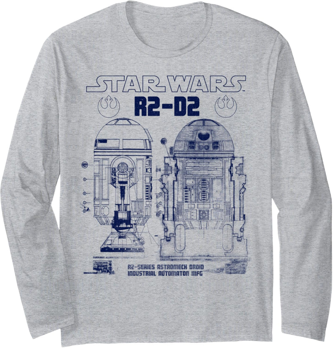Star Wars R2-D2 Rebel Logo Schematics Poster Langarmshirt