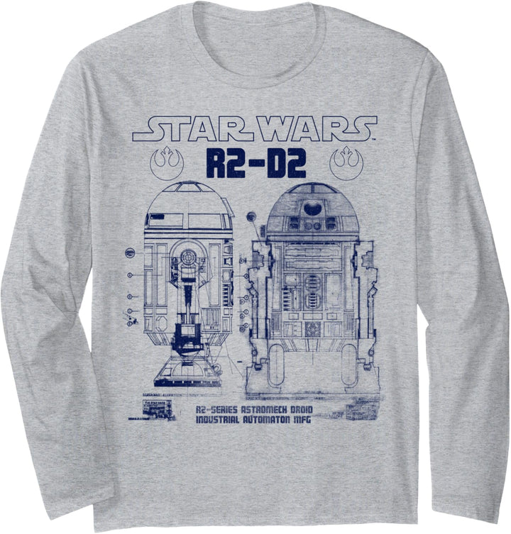 Star Wars R2-D2 Rebel Logo Schematics Poster Langarmshirt