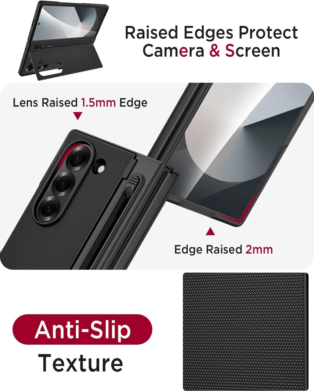Miimall Kompatibel mit Samsung Galaxy Z Fold 6 Hülle mit S-Pen & Stifthalter, [HD Displayschutz] Ult
