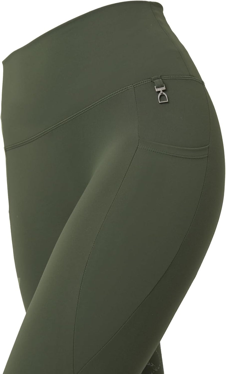 HORZE Damen Reitleggings Gillian, Reithose mit Handytasche und Silikonvollbesatz 36 Khakifarben, 36