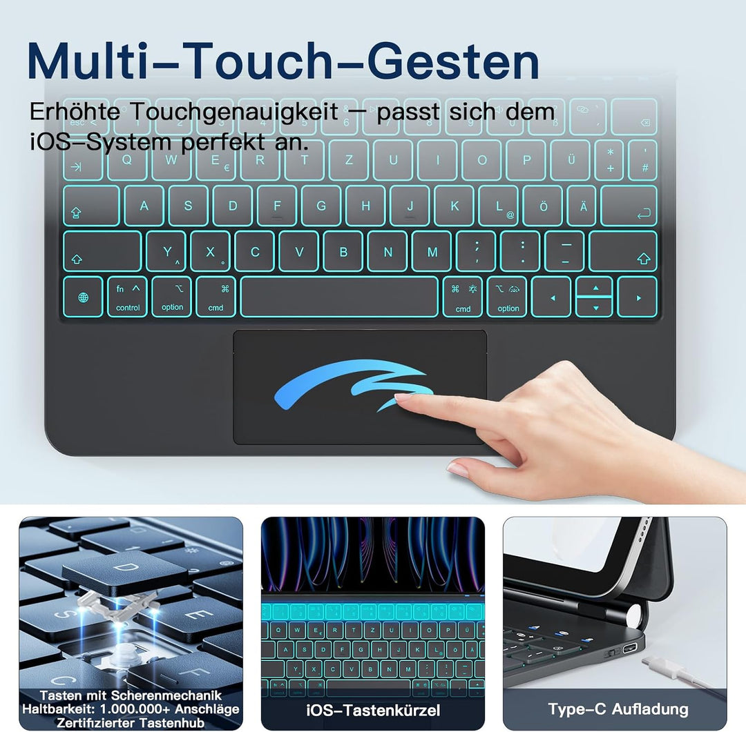 RAYMCRAFT für iPad Air 11 Zoll (M4/M3/M2) &amp; iPad Pro 11 Zoll (4./3./2./1. Gen.) Hülle mit Tastatur,