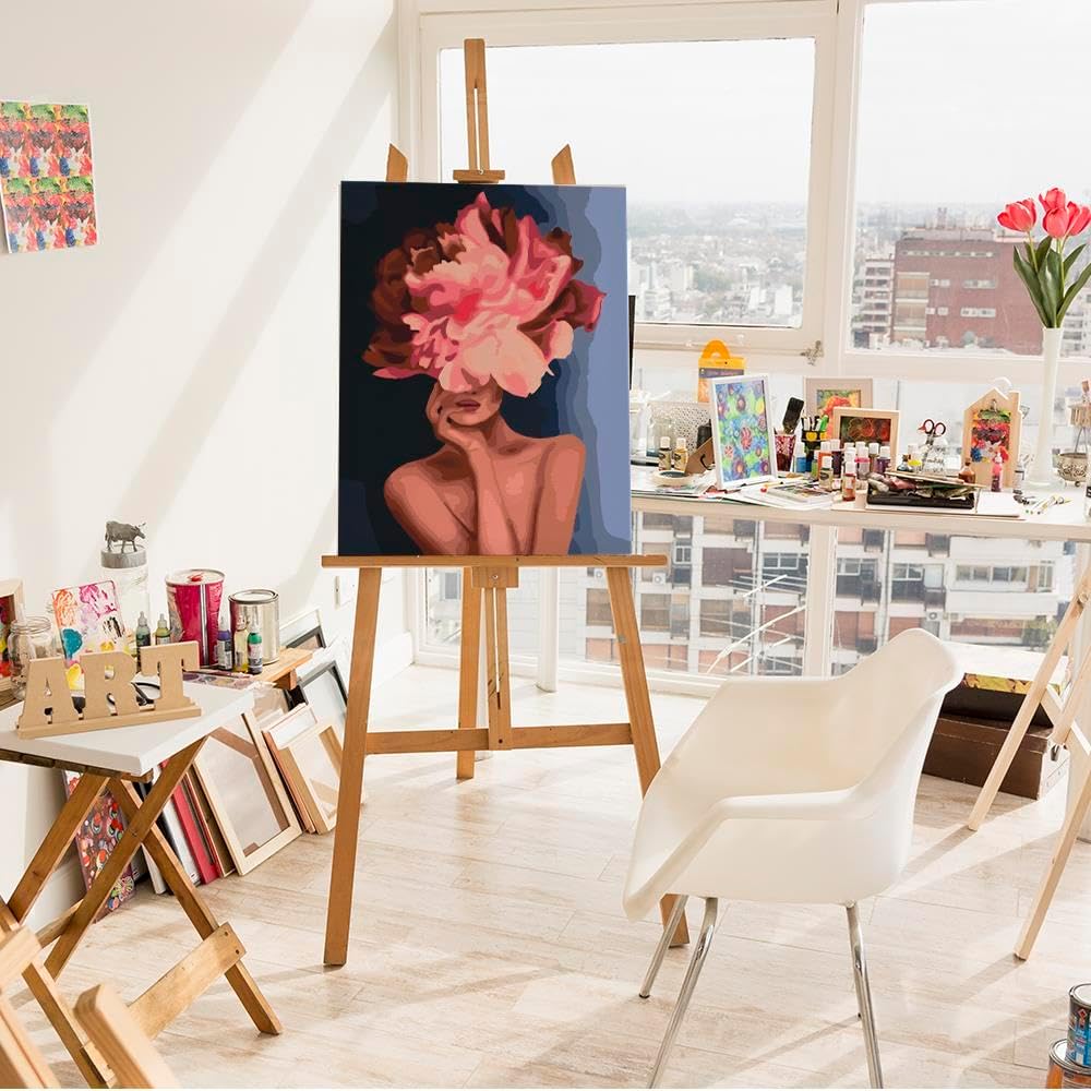 Artnapi Malen nach Zahlen Erwachsene mit Rahmen | DIY Handgemalt | Blume der Eleganz | Kit für Anfän