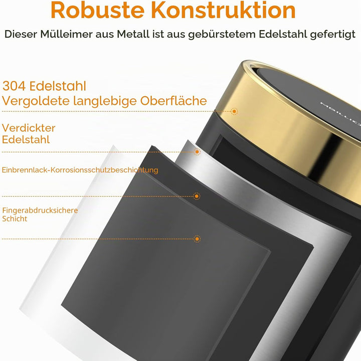 Mbillion Mini-Mülleimer mit Deckel, kleiner Mülleimer für den Schreibtisch, niedlicher Metall für Ti