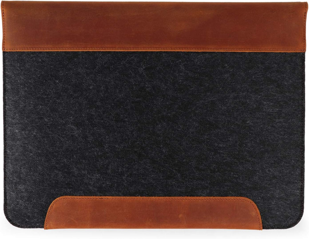 MegaGear MacBook-Tasche aus echtem Leder und Fleece,Laptop-Hülle für MacBook Pro und MacBook Air,14