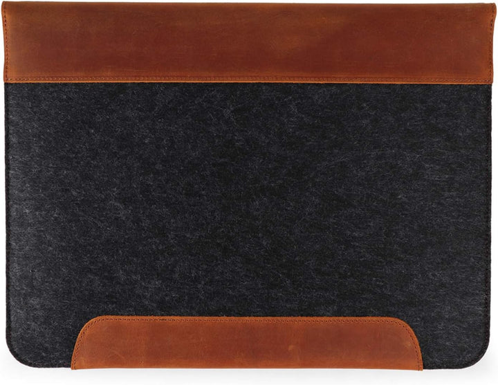 MegaGear MacBook-Tasche aus echtem Leder und Fleece,Laptop-Hülle für MacBook Pro und MacBook Air,14