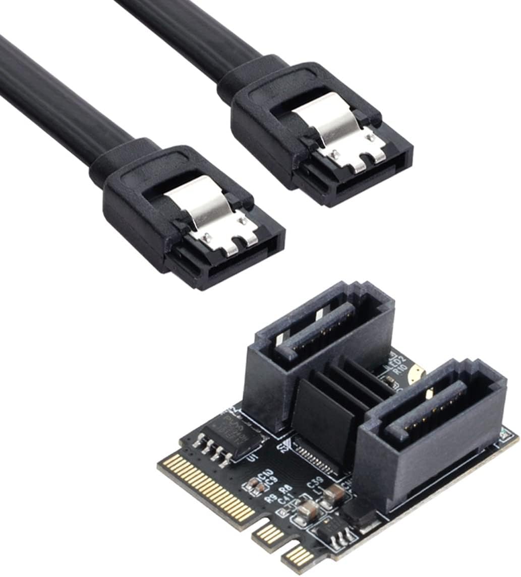 NFHK NGFF Key A+E PCI Express auf SATA 3.0 6Gbps Dual Ports Adapter Konverter Festplattenverlängerun