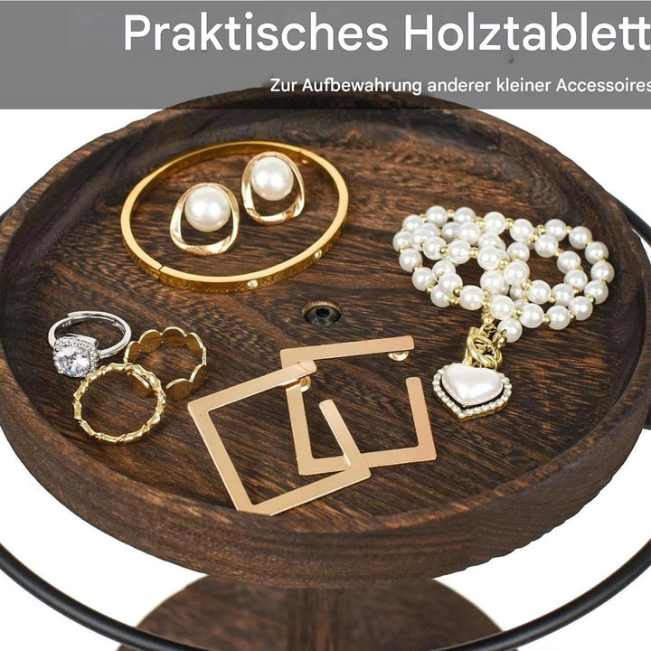 Brillenhalter | 360 Grad Drehbarer Brillenständer Mit Tablett Und Basis - Holz Brillen Display Ständ