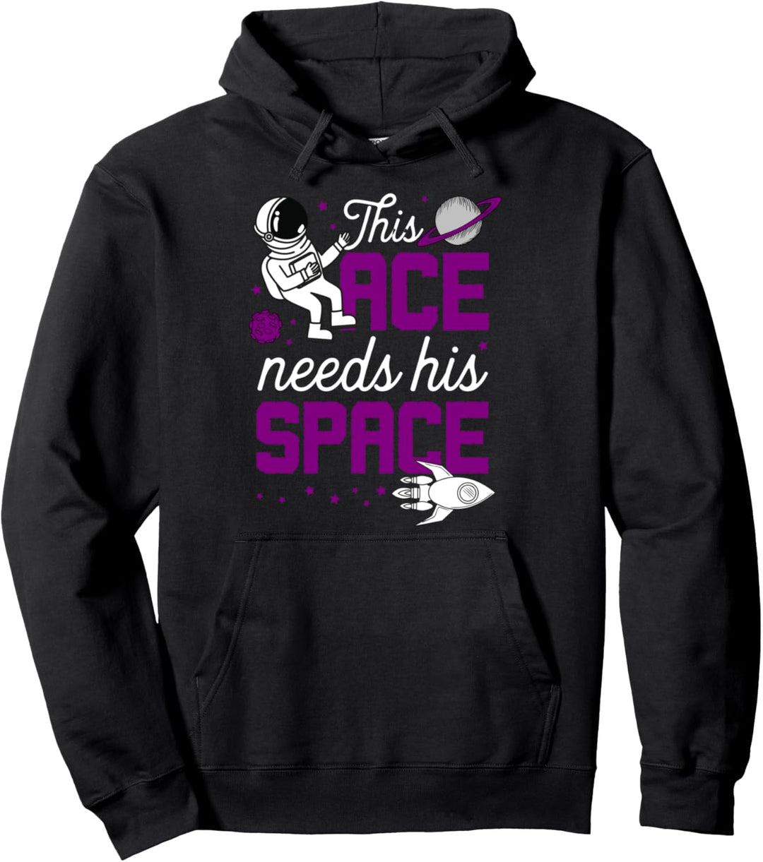 This Ace Needs His Space Funny Cute Trendy Asexual Pride Pullover Hoodie