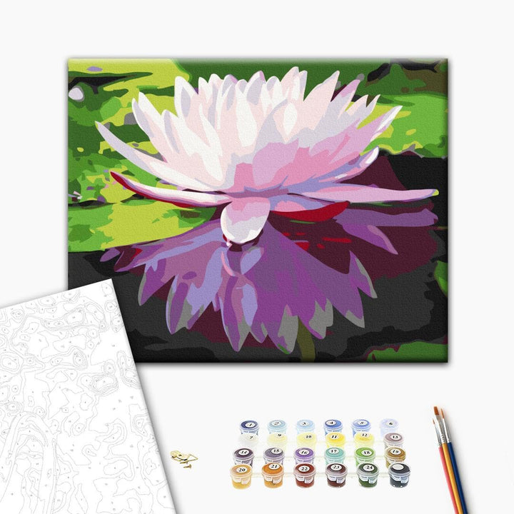murando - Malen nach Zahlen Blumen Wasserlilie 60x40 cm Malset mit Holzrahmen auf Leinwand für Erwac