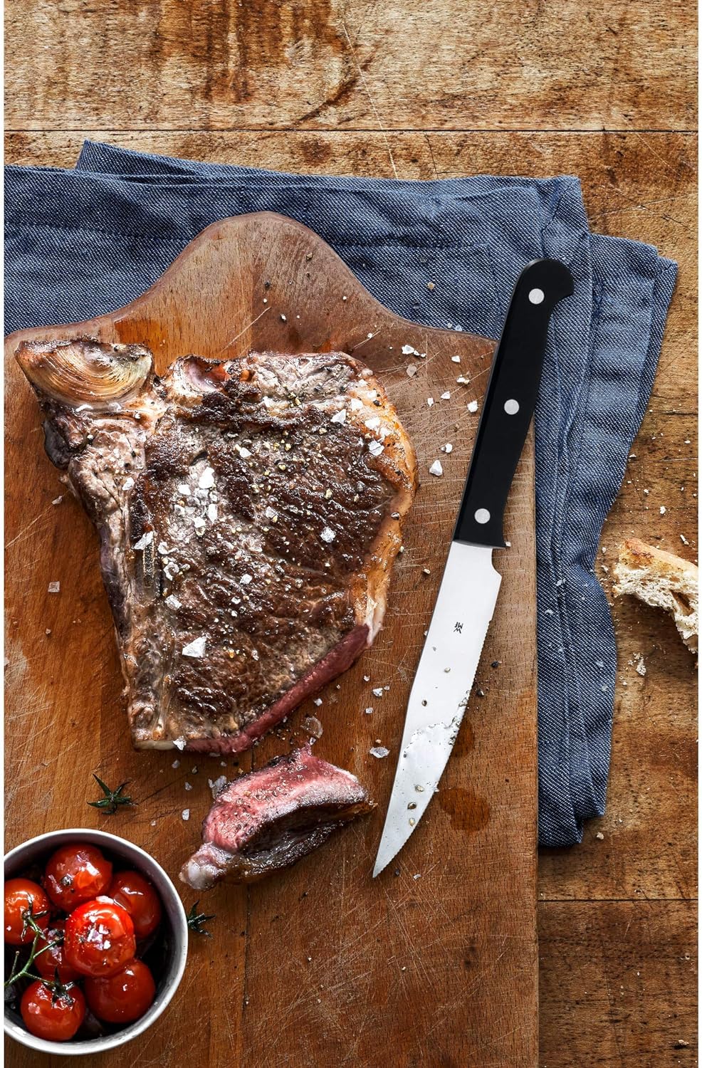 WMF Kansas Steakmesser Set 6-teilig, Spezialklingenstahl mit Wellenschliff, Pizzamesser, Kunststoffg