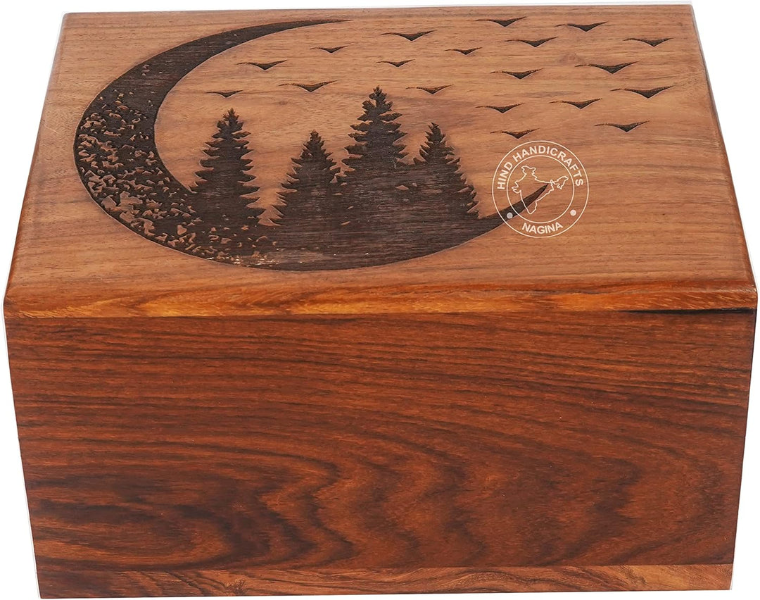 Rosewood Top Gravierte Holzurne für menschliche Asche Erwachsene – handgefertigte Beerdigung Gedenk-