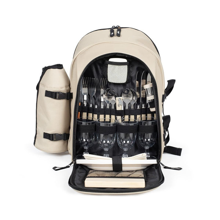 Livoo Picknick-Rucksack für 4 Personen SE970C – 11 l, 600D, 30 Zubehörteile, Creme, Creme