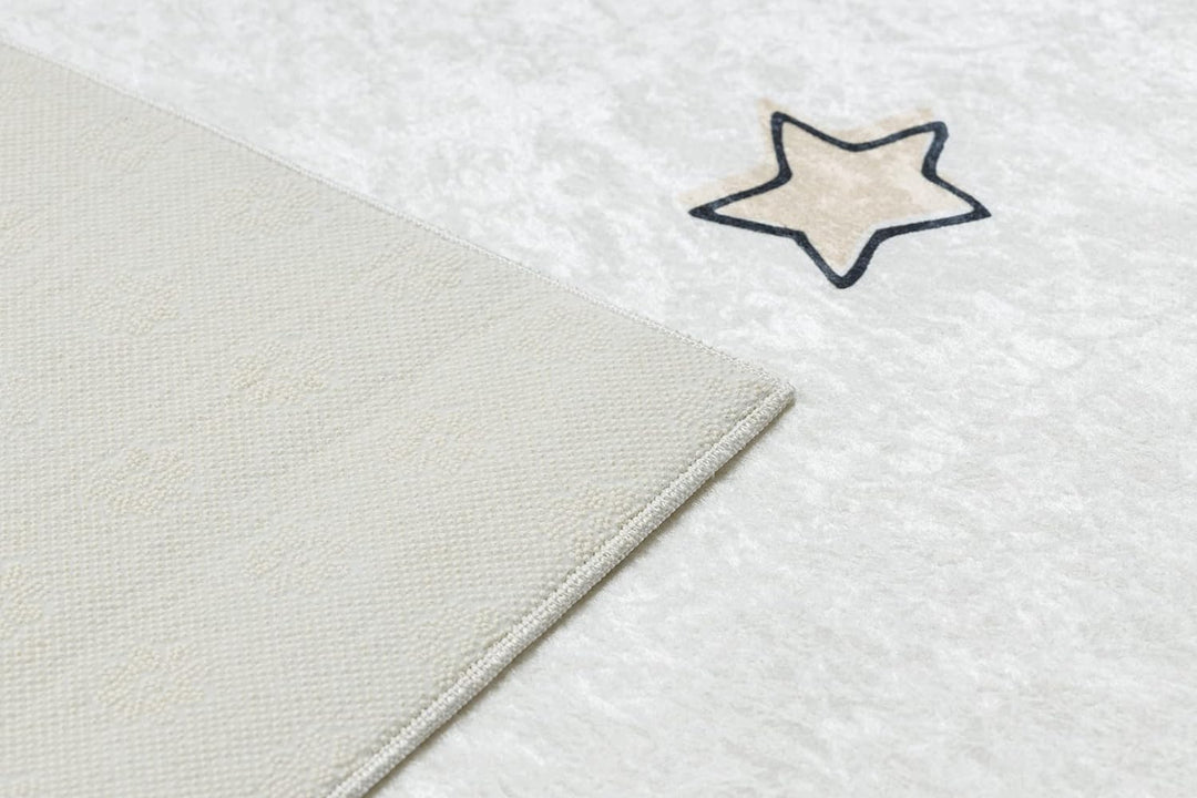 Kinderteppich Bambino Waschteppich Weltraum, Rakete für Kinder Anti-Rutsch - Creme 140x190 cm 140x19