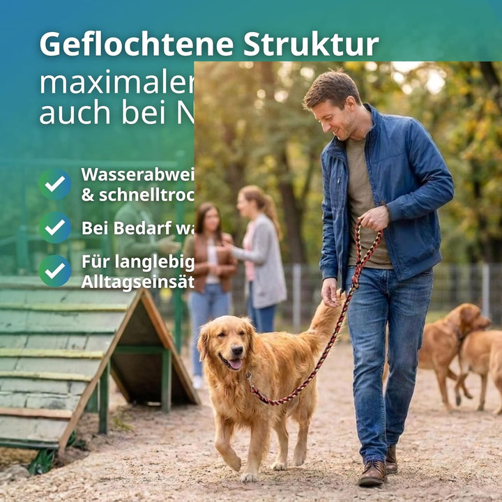 Geflochtene Hundeleine für mittelgrosse und grosse Hunde bis 60 kg | Kurze Führleine | 1,20 m lang |