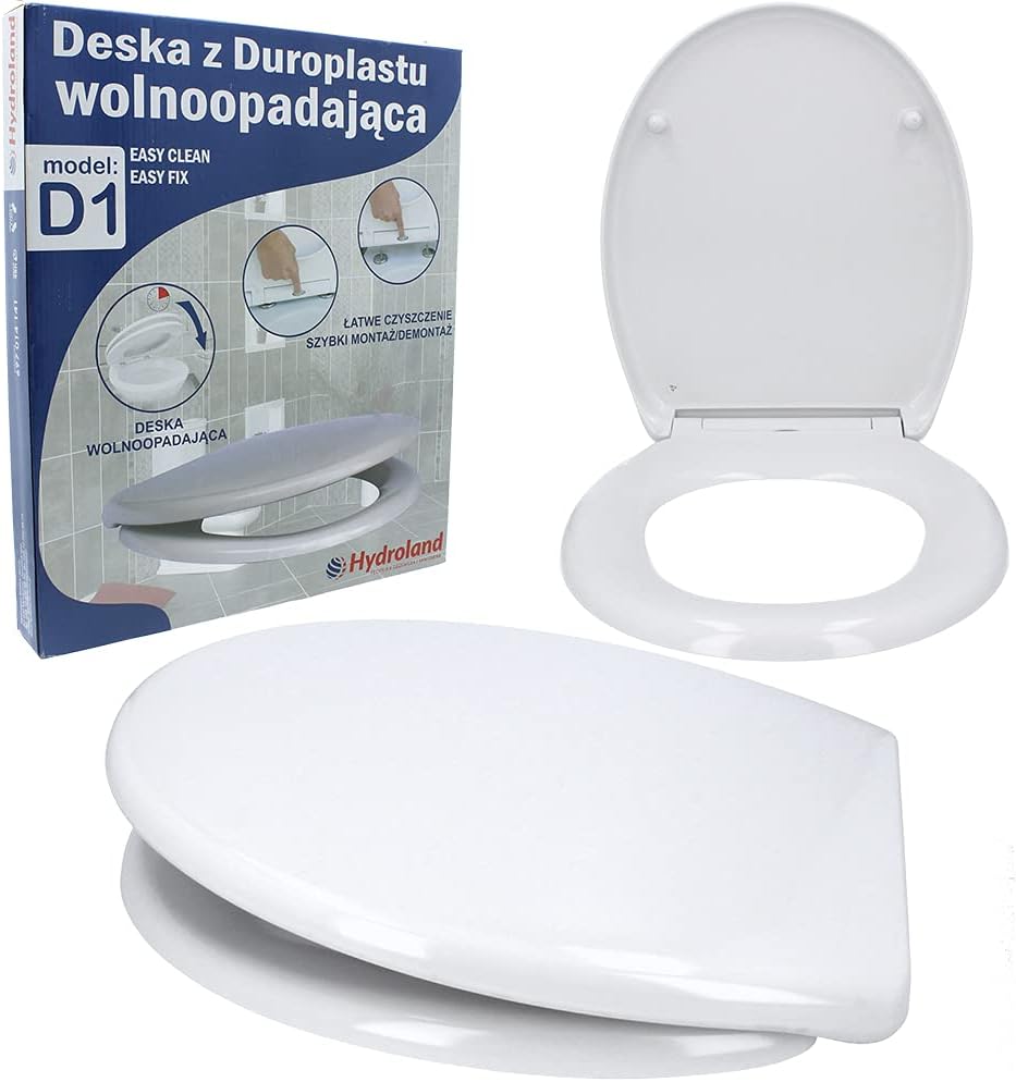Hydroland Absenkbarer Toilettendeckel Antibakteriell Oval Weiss | WC Sitz mit Absenkautomatik Soft C