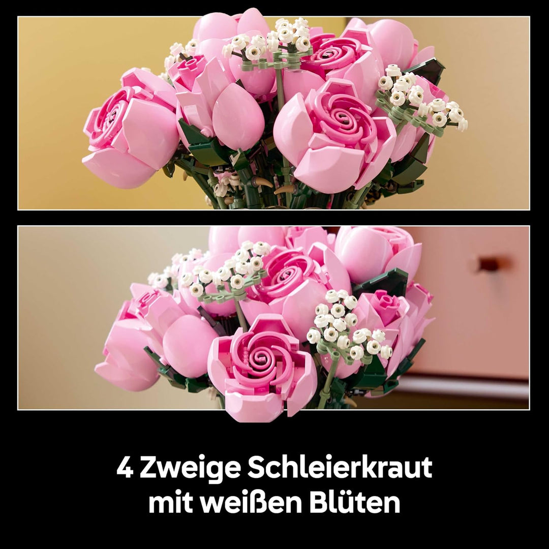 LEGO Botanicals Rosa Rosenstrauss - Kunstblumen Modellbau für Erwachsene - 12 künstliche Rosen & 4 Z