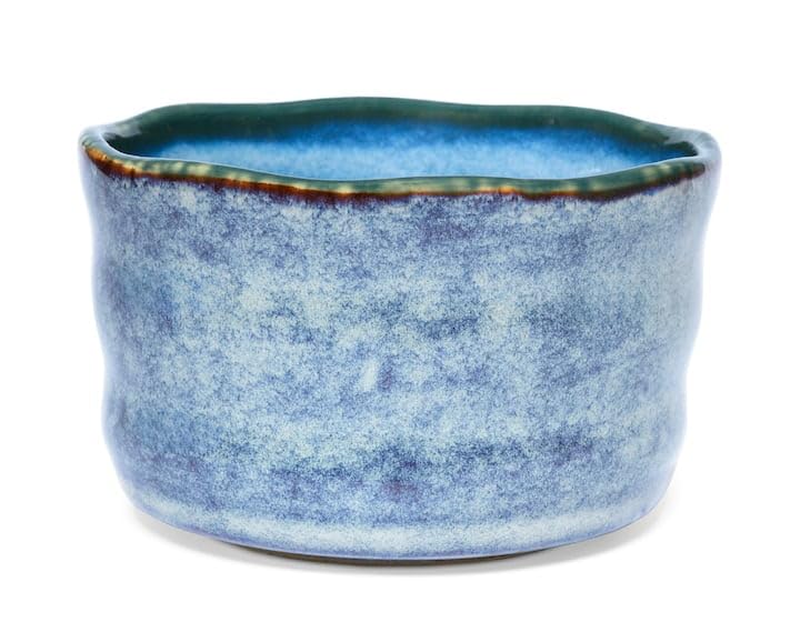 MAOCI - Matcha Tee-Schale Chawan aus Porzellan 350ml blau-weiss handgefertigt