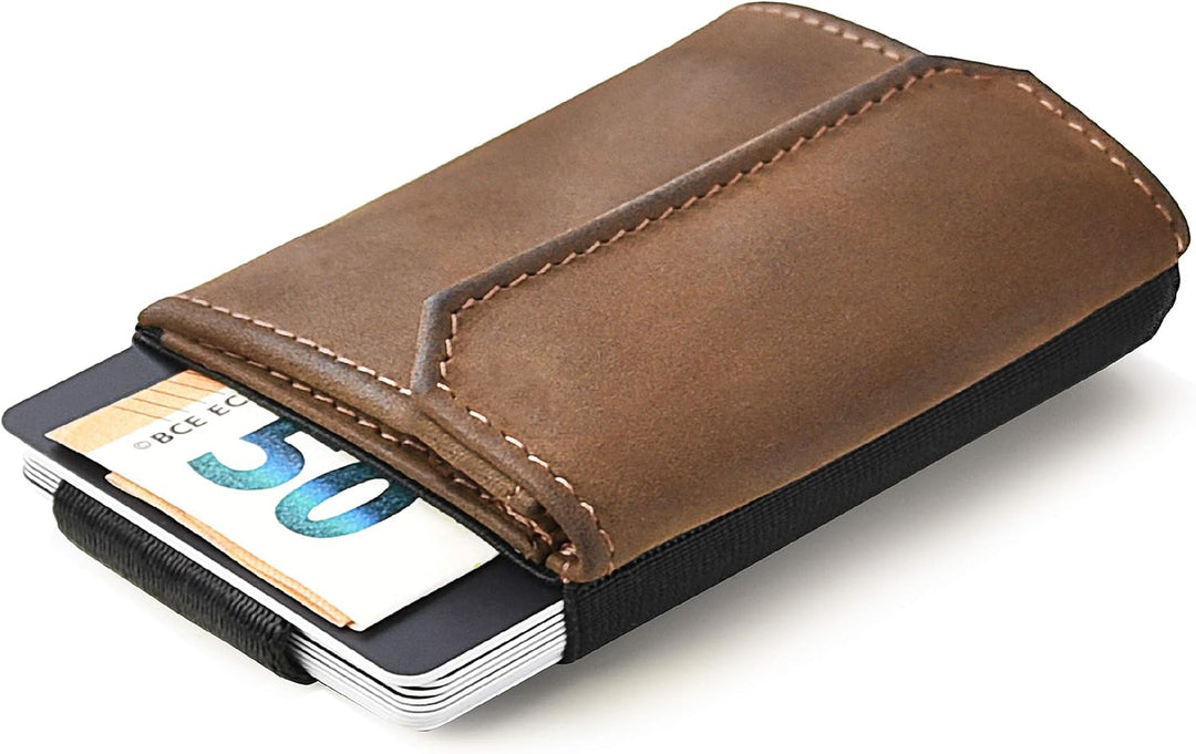 Jaimie Jacobs Nano Boy Pocket mit Gravur Slim Wallet Minimalistische Geldbörse mit Münzfach (Büffell