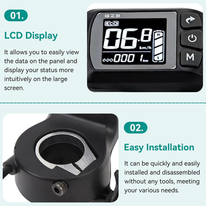 Elektrofahrrad -LCD -Display, 2 in 1 Wassersicher 5 Pin Stecker Universal Scooter Ebikes Anzeige Mes