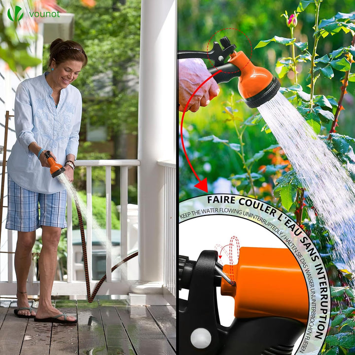 VOUNOT Flexibler Gartenschlauch 15 m, Flexibel Wasserschlauch Dehnbarer mit 10 Sprühfunktionen, 1/2
