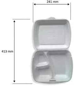 1-PACK Menüboxen Klappboxen 240x200x69mm geschäumt, 3-geteilt, 250 Stück