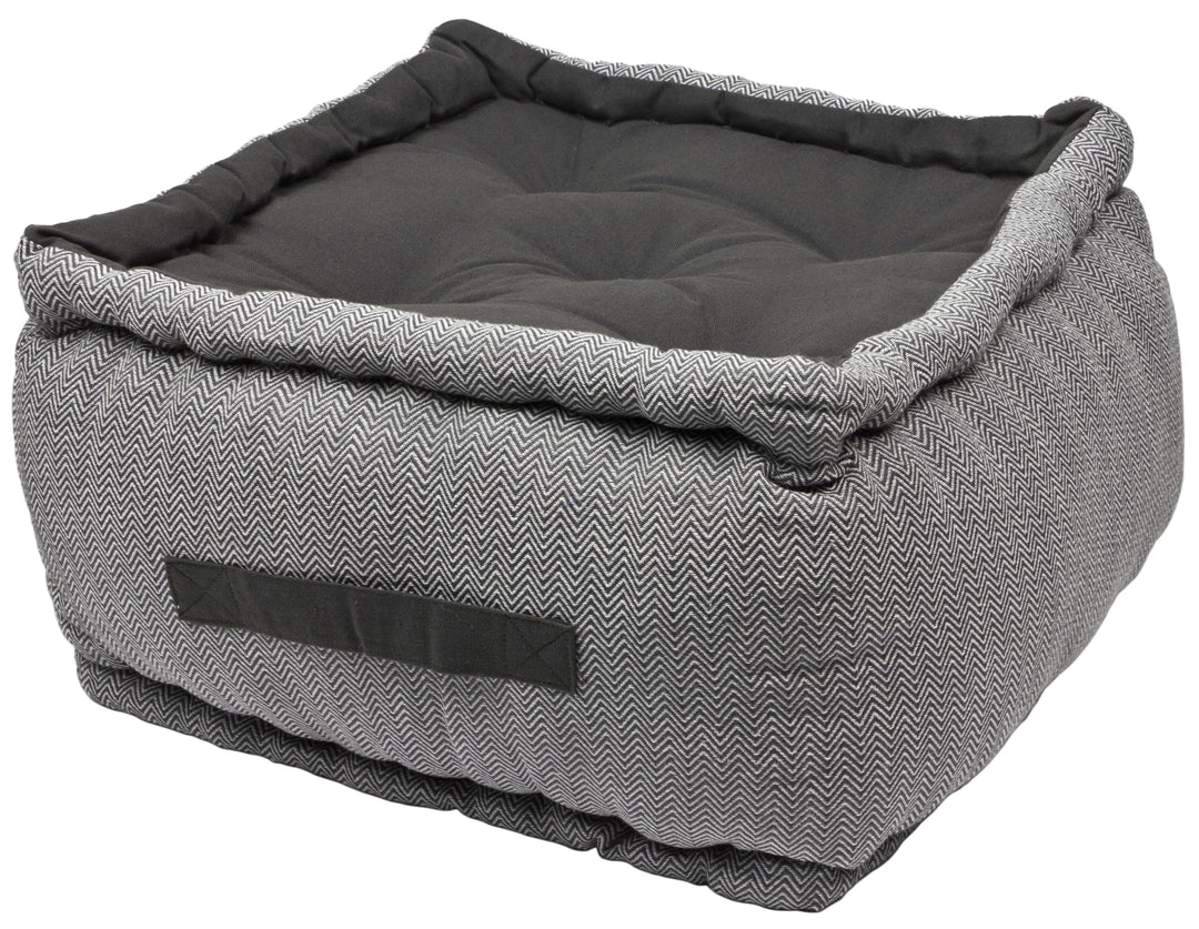 Dickes Bodenkissen Zickzack Webmuster - 25cm hoch - Pouf - Ottoman - Hocker - 40x40x25cm - 100% Baum