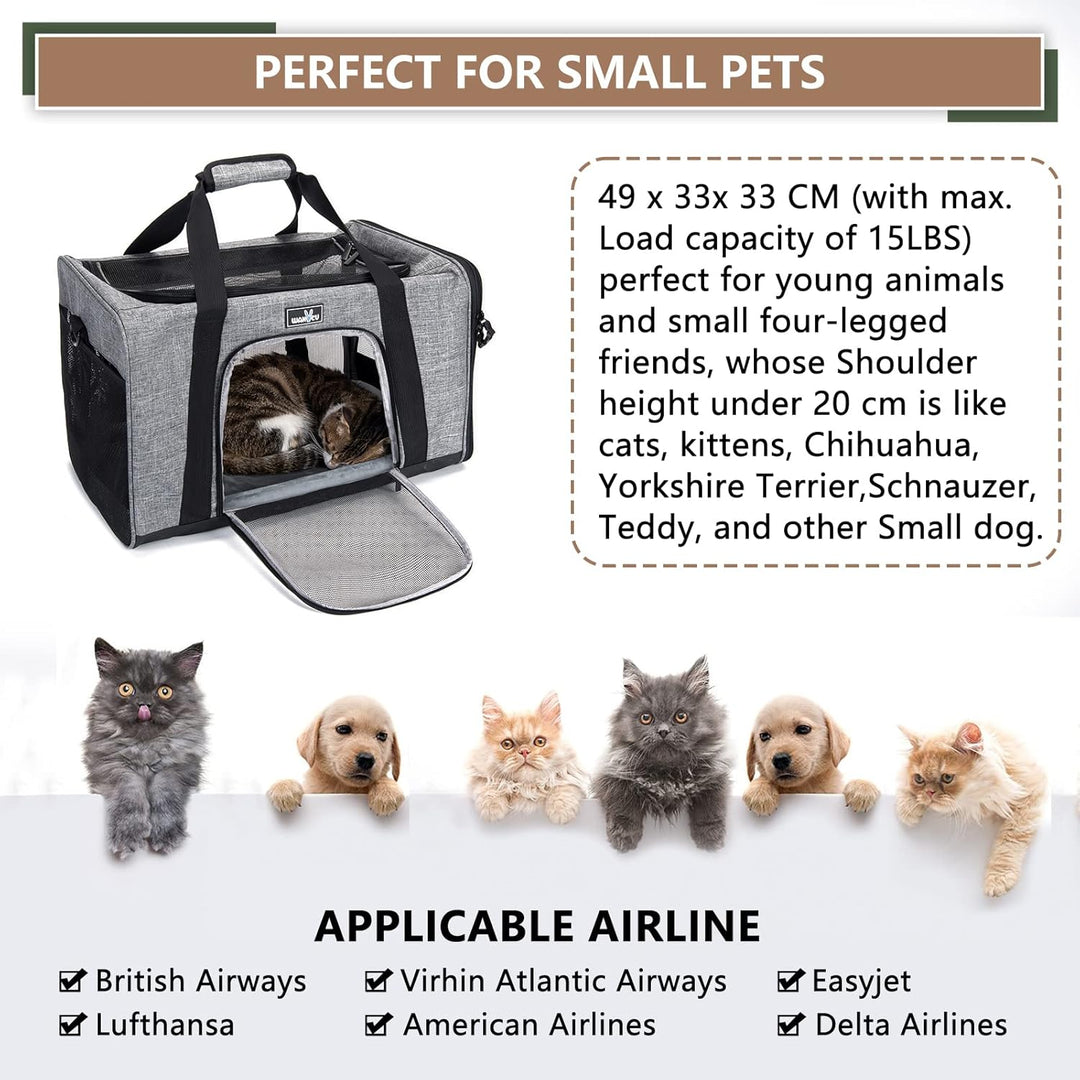 Wakytu Hund Reisetasche Flugzeug Transportbox für Katze Hund Transporttasche für Haustiere Faltbare