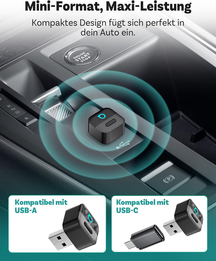 Ottocast Mini Pico, 2026 Neuheit 2-in-1 Wireless CarPlay & Android Auto Adapter mit One-Touch Geräte