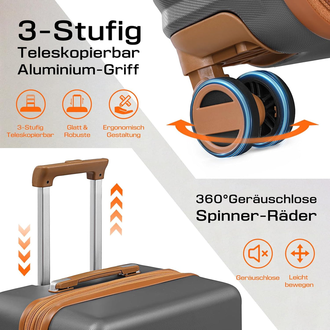 Joyway Koffer Trolleys Handgepäck Koffer, Hartschalen Reisekoffer mit 4 Rollen und TSA Schloss, Erwe