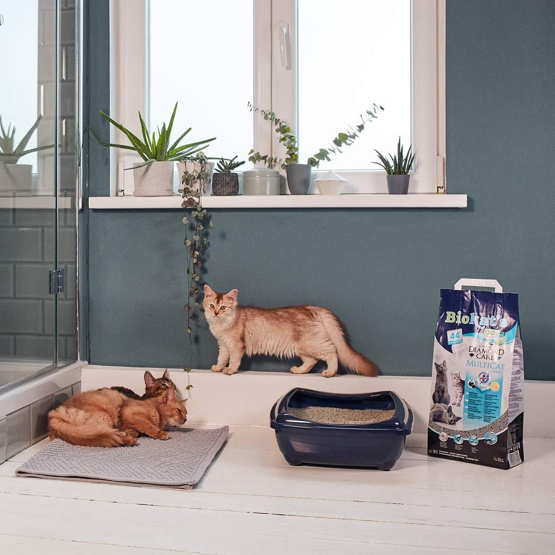 Biokat's Diamond Care MultiCat Fresh mit Duft - Feine Katzenstreu mit Aktivkohle speziell für Mehrka