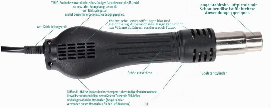 Yihua 853AAA 3 in 1 Vorheizung-Heissluft-Lötstation 1270W CPU-PID-Regler BGA Rework Station ESD