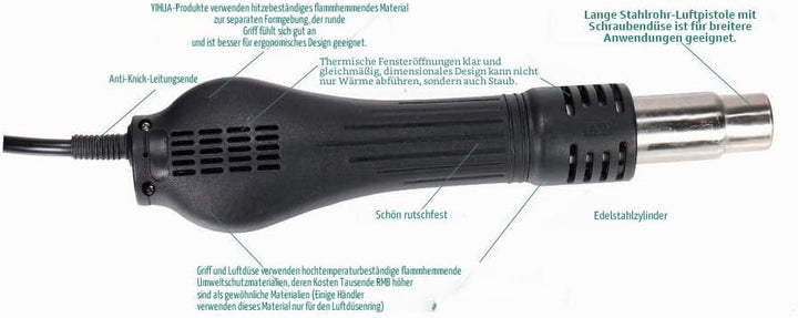Yihua 853AAA 3 in 1 Vorheizung-Heissluft-Lötstation 1270W CPU-PID-Regler BGA Rework Station ESD
