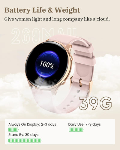 RUXINGX Smartwatch Damen mit Telefonfunktion, HD Voll Touchscreen, Fitness Tracker mit 120 Sport SpO