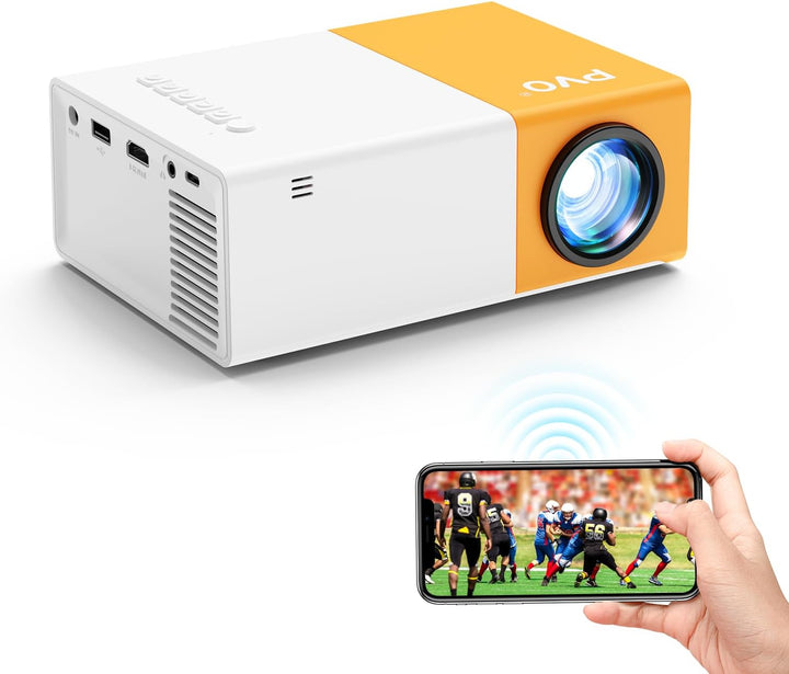 PVO Mini Beamer,WiFi Beamer Tragbarer Filmprojektor, Telefonbildschirm Kann Drahtlos Oder per Datenk