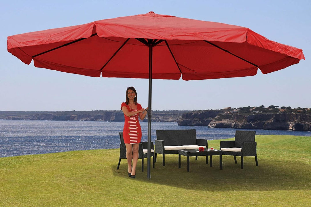 Sonnenschirm Meran Pro, Gastronomie Marktschirm mit Volant Ø 5m Polyester/Alu 28kg ohne Ständer Bord
