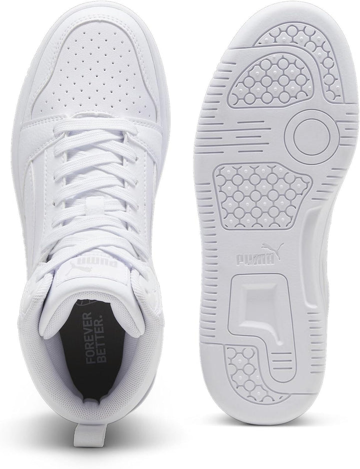 PUMA Unisex Kinder Rebound V6 Mid Jr Sneaker 38 EU White Cool Light Gray, 38 EU White Cool Light Gra