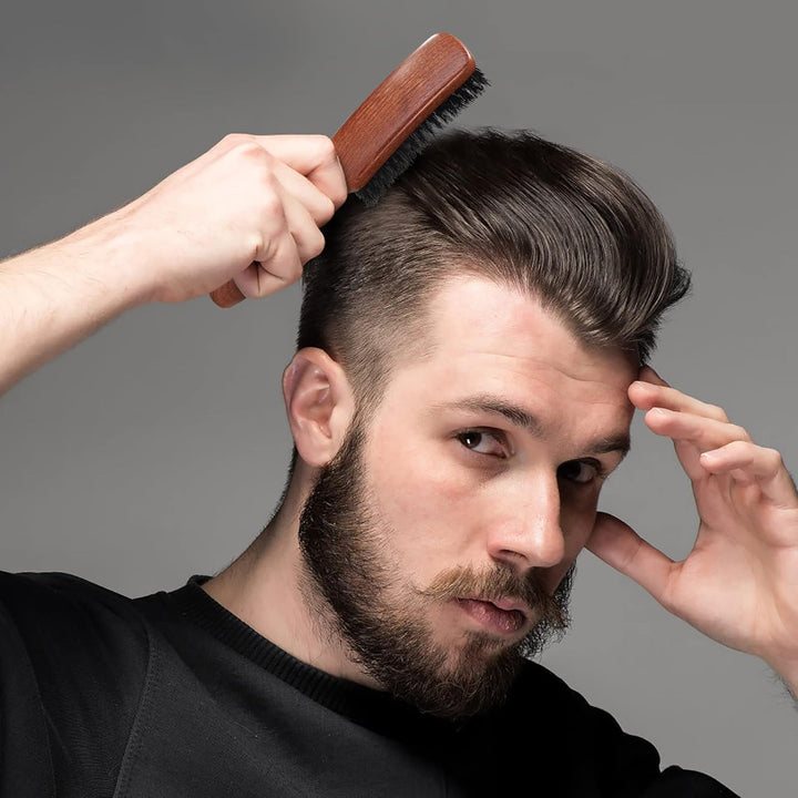 BESTOOL Haarbürste, Wildschweinborsten Bürste für Damen Herren Kinder zum Entwirren & Stylen, Naturb