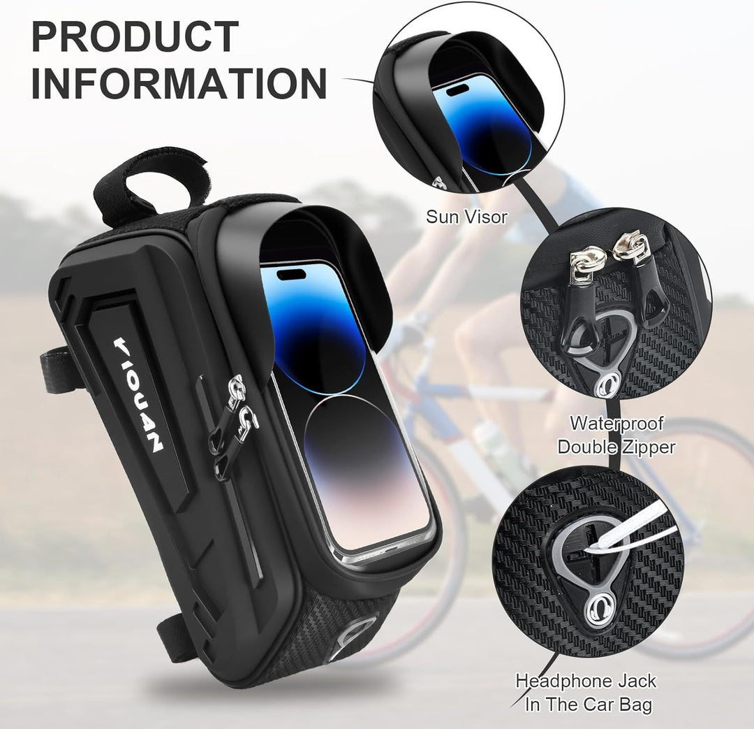 Fahrradtasche Rahmen, Wasserdicht Handytasche Fahrrad, Handy Oberrohrtasche mit TPU Sensitivem Touch