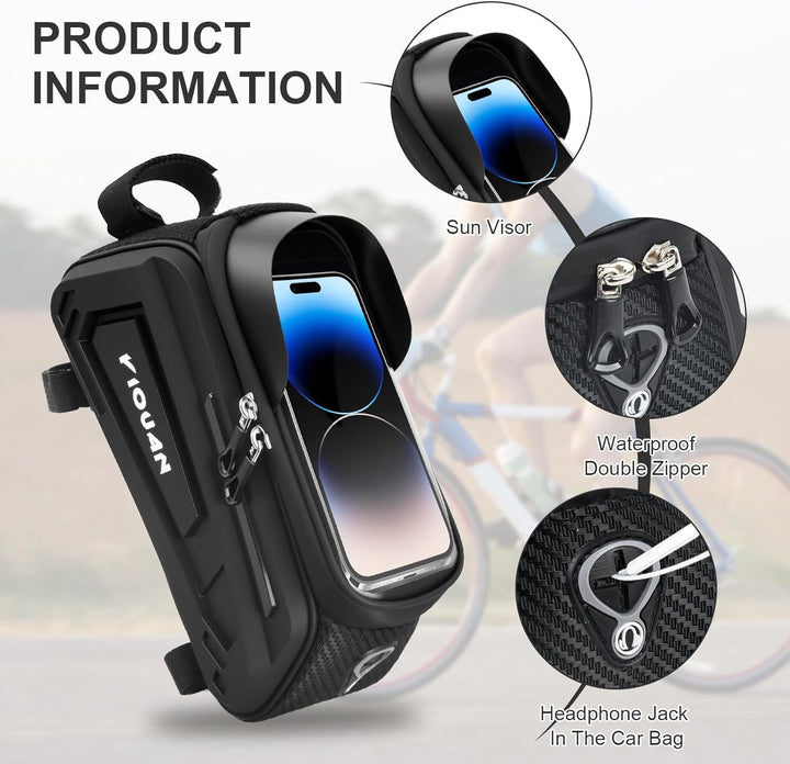 Fahrradtasche Rahmen, Wasserdicht Handytasche Fahrrad, Handy Oberrohrtasche mit TPU Sensitivem Touch