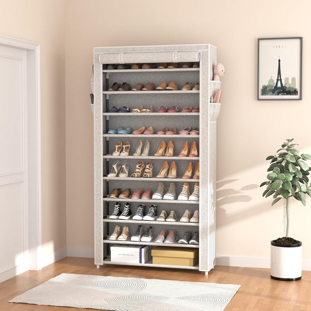 Schuhregal 11 Ebenen, Schuhschrank Hoch für 50 Paare Schuhe, Schuhaufbewahrung mit staubdichtem Über