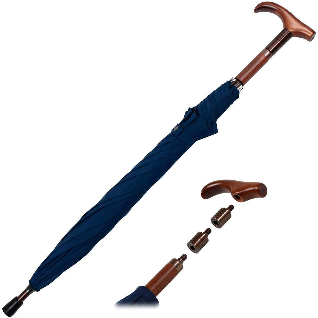 Stützschirm höhenverstellbar mit Holzgriff - blau, Blau